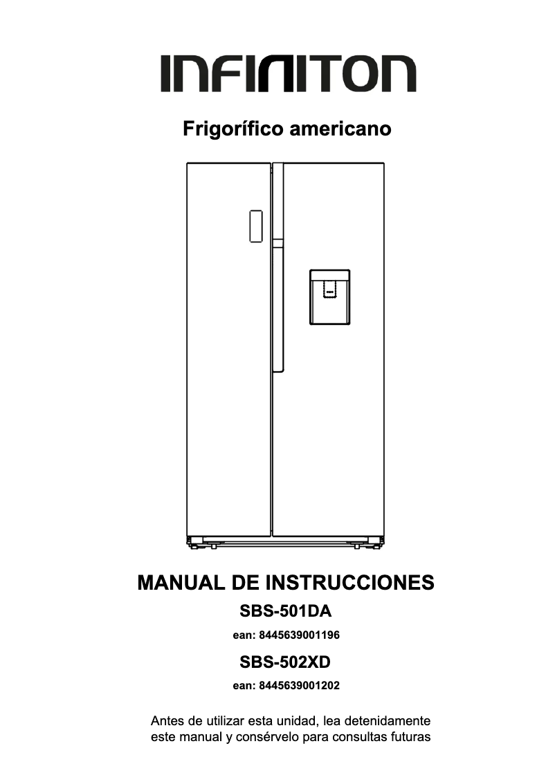 Page n°1 - Manuel utilisateur Infiniton SBS-502XD