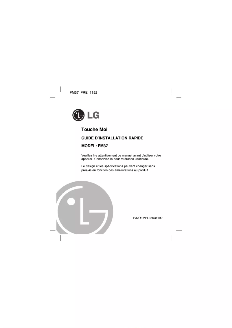 Page 1 de la notice Manuel utilisateur LG MF-FM37S2K