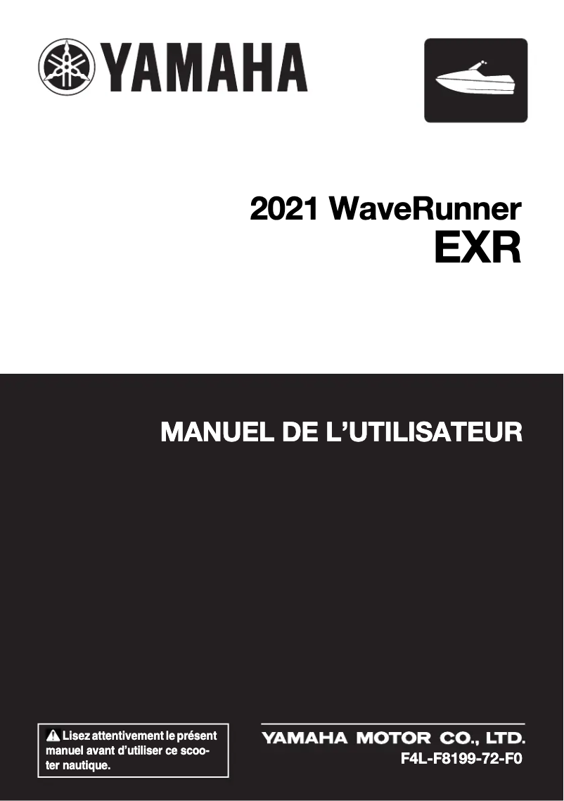 Page 1 de la notice Manuel utilisateur Yamaha WaveRunner EXR (2021)