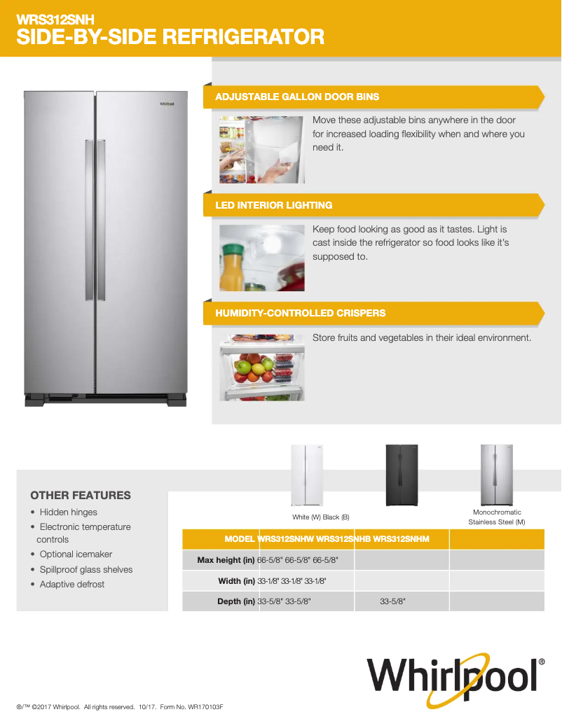 Image de la première page du manuel de l'appareil WRS312SNHB