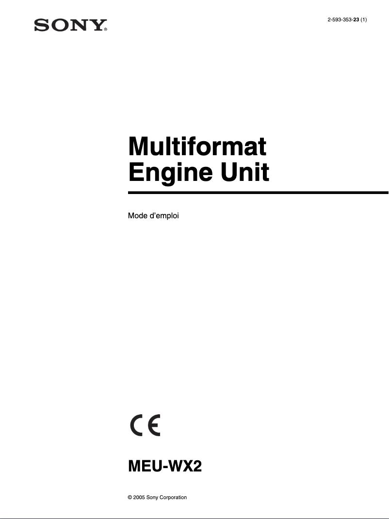Page 1 de la notice Manuel utilisateur Sony MEU-WX2