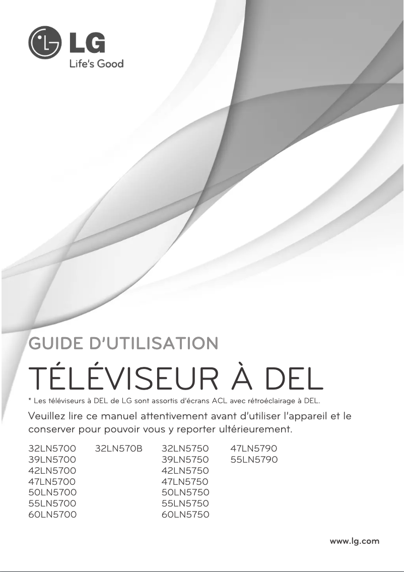 Image de la première page du manuel de l'appareil 55LN5750