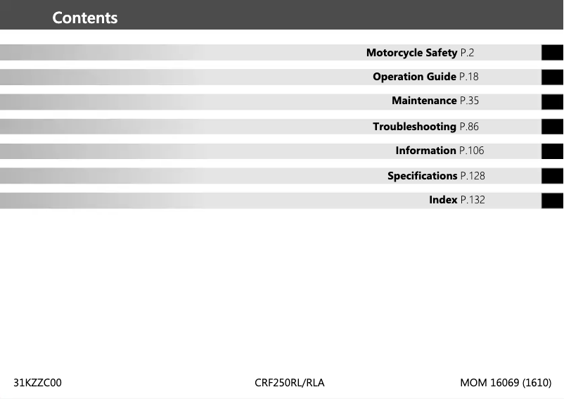 Página 1 del manual Manual de usuario Honda Rally CRF250L (2017)