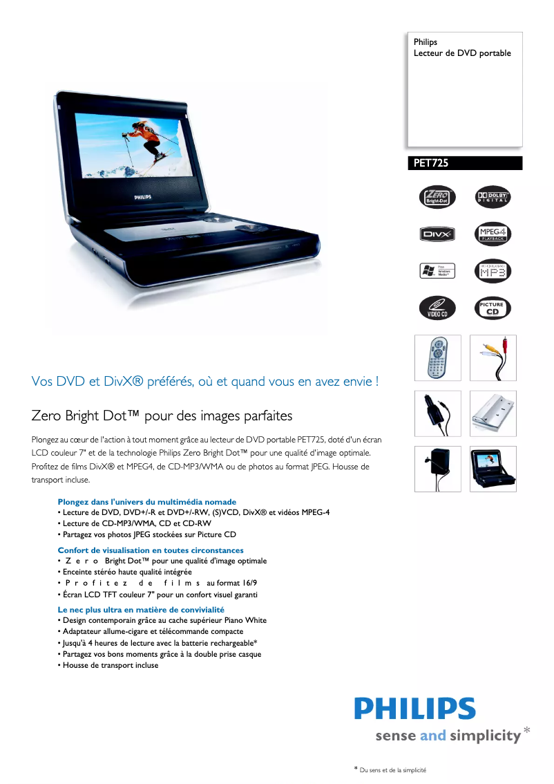 Image de la première page du manuel de l'appareil PET725