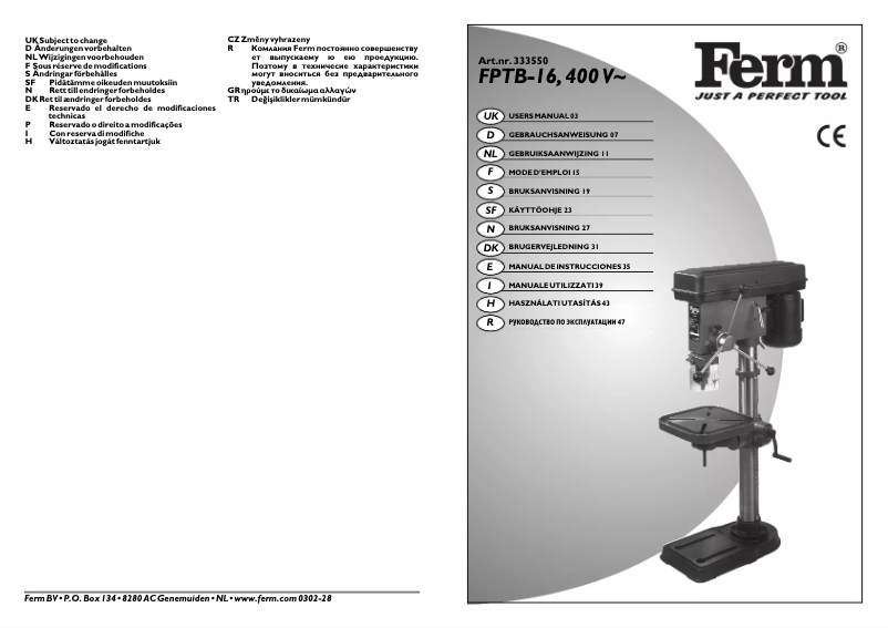 Imagen de la primera página del manual del dispositivo FPTB-16