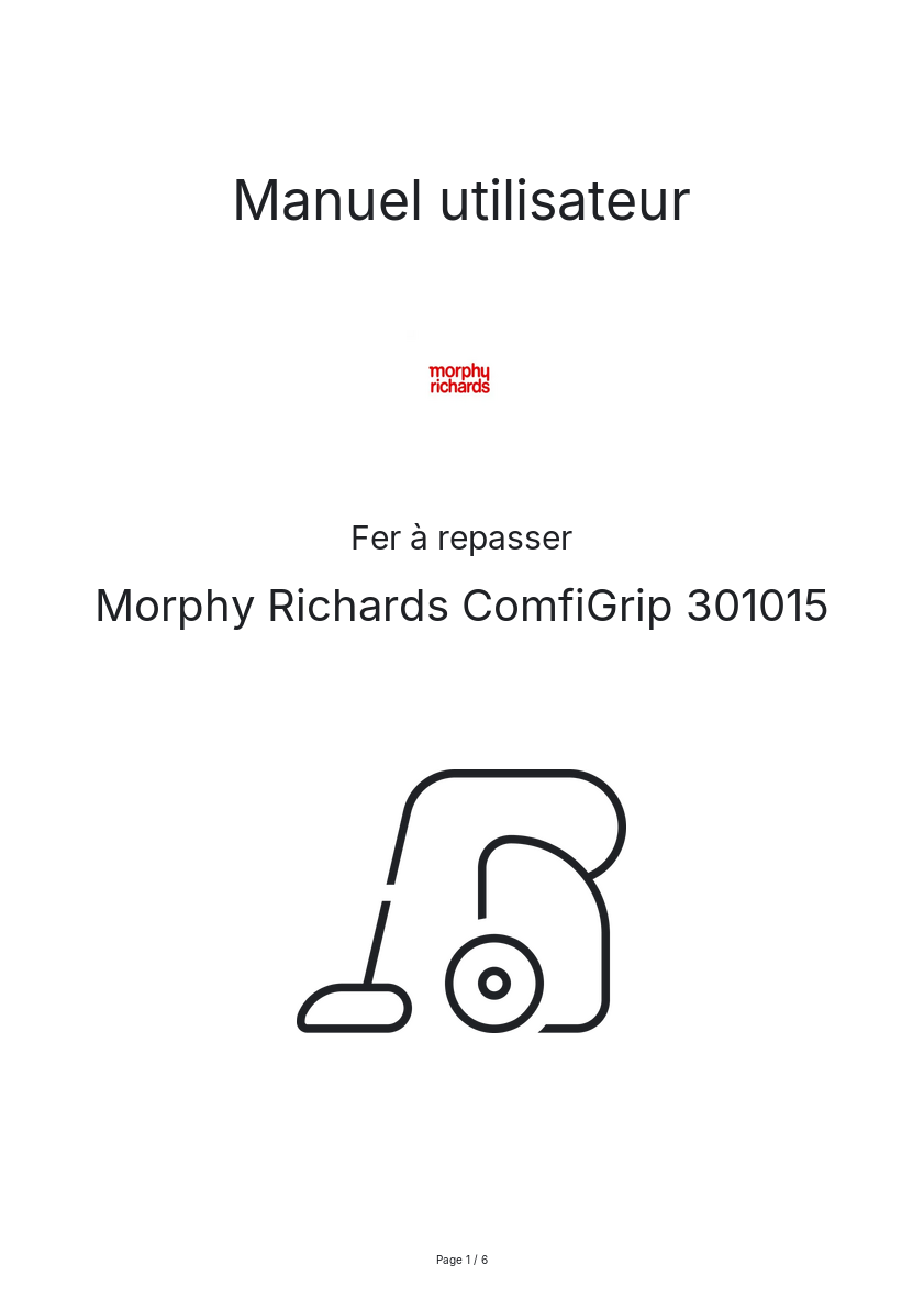 Image de la première page du manuel de l'appareil ComfiGrip 301015