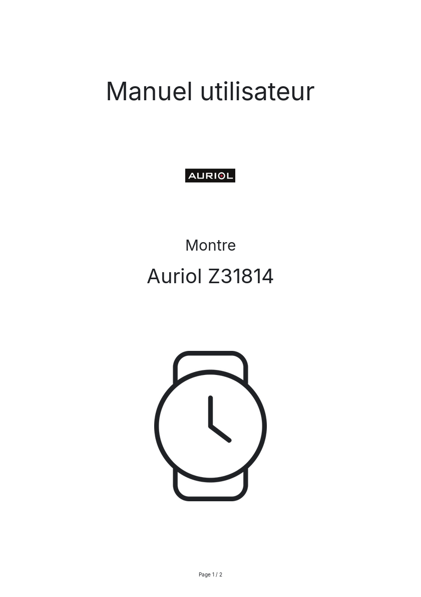 Image de la première page du manuel de l'appareil Z31814