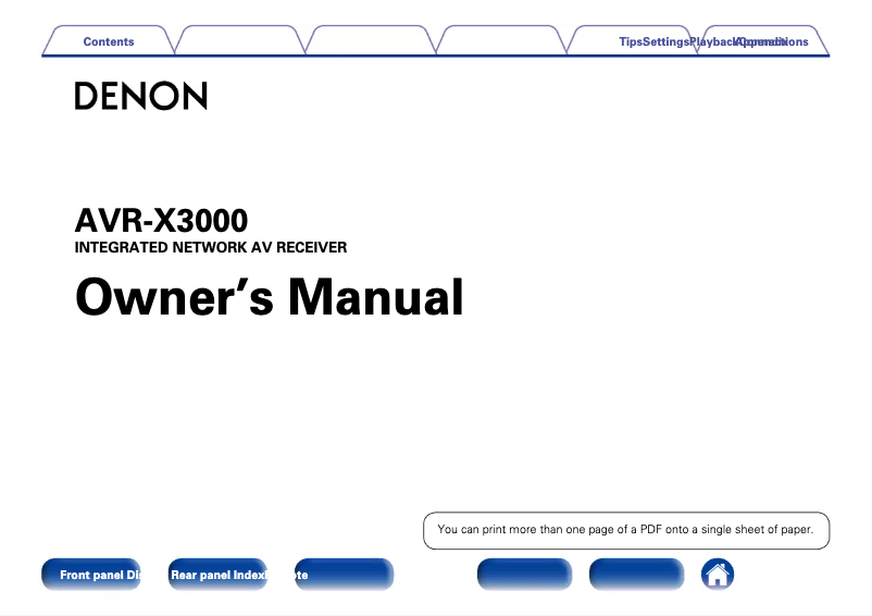Page n°1 - Manuel utilisateur Denon AVR-X3000