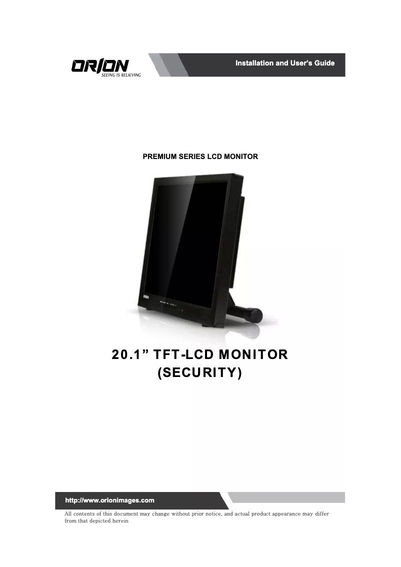 Page n°1 - Manuel utilisateur Orion Premium 20RTH