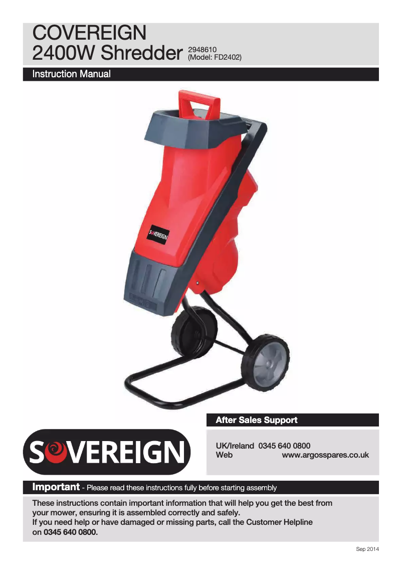 Page n°1 - Manuel utilisateur Sovereign FD2402