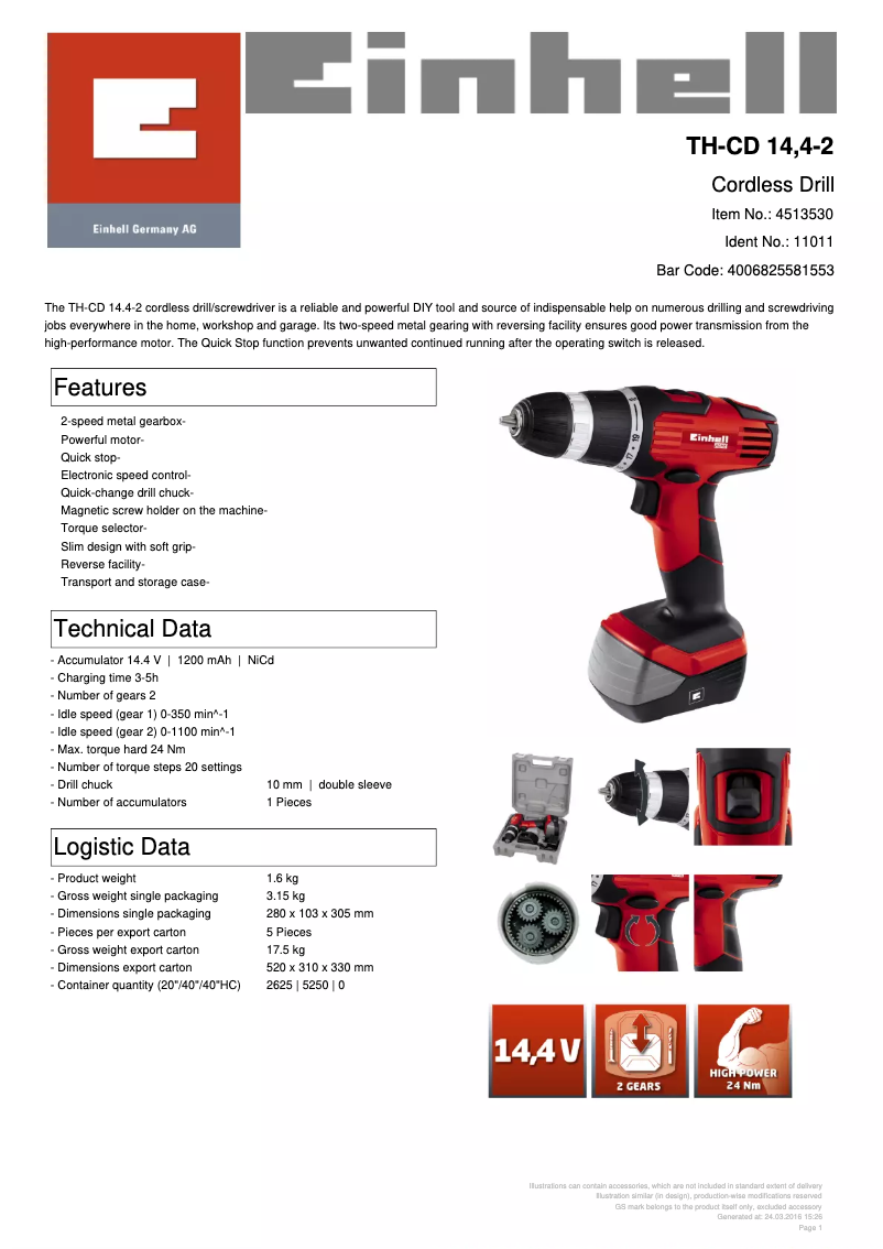 Image de la première page du manuel de l'appareil TH-CD 14,4-2