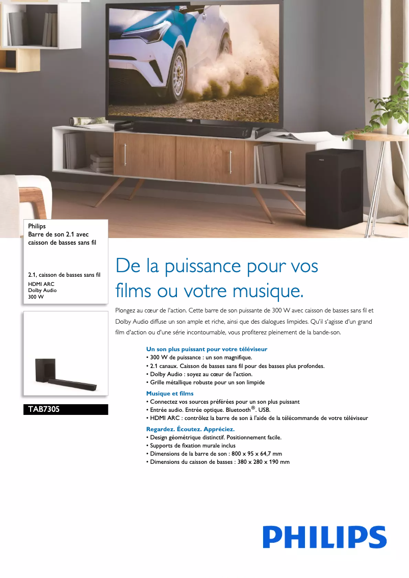 Page n°1 - Fiche technique Philips TAB7305