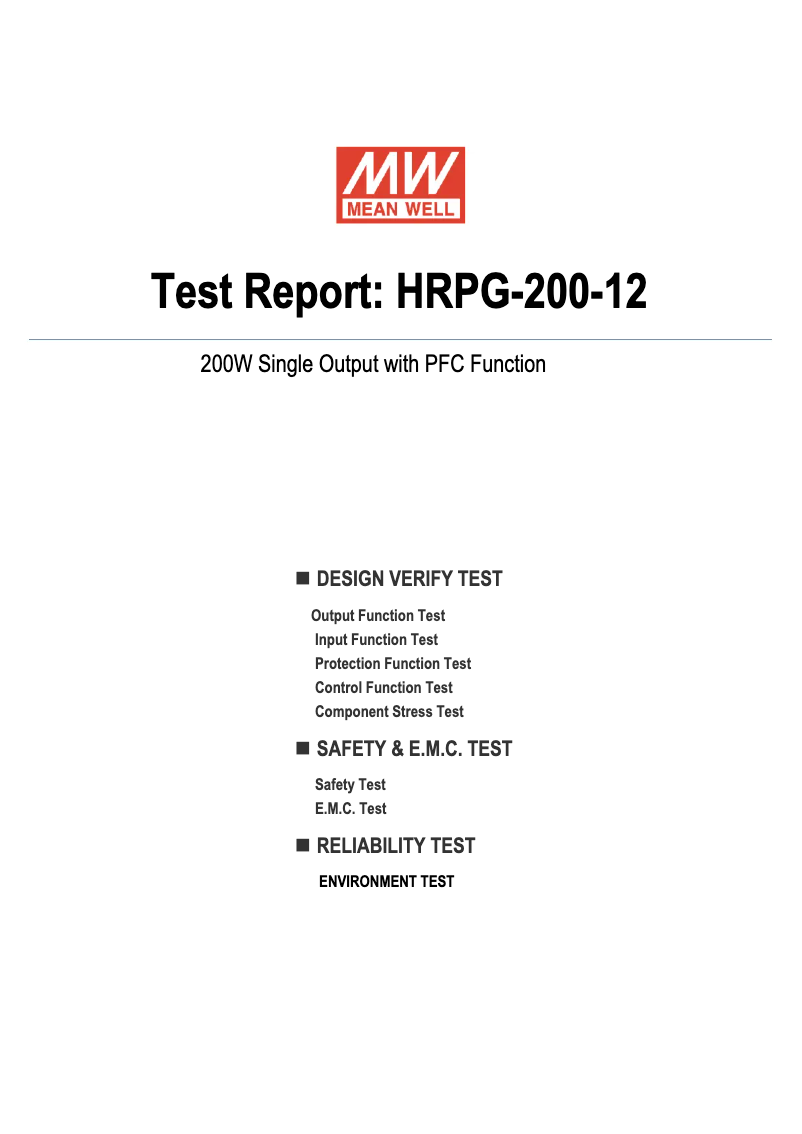 Page 1 de la notice Fiche technique Mean Well HRPG-200-12