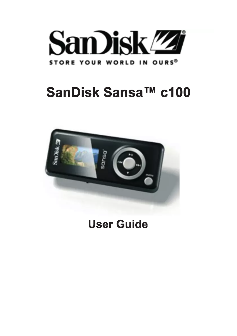 Page n°1 - Manuel utilisateur Sandisk Sansa C150