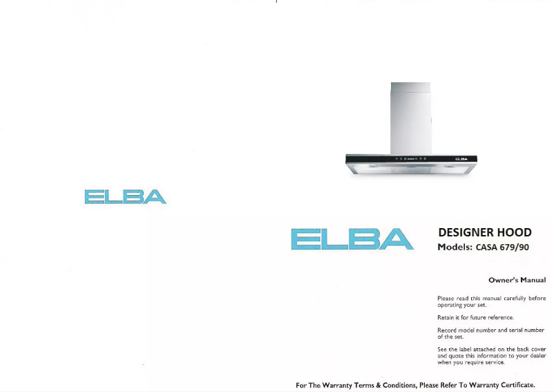 Page n°1 - Manuel utilisateur Elba Casa 679/90