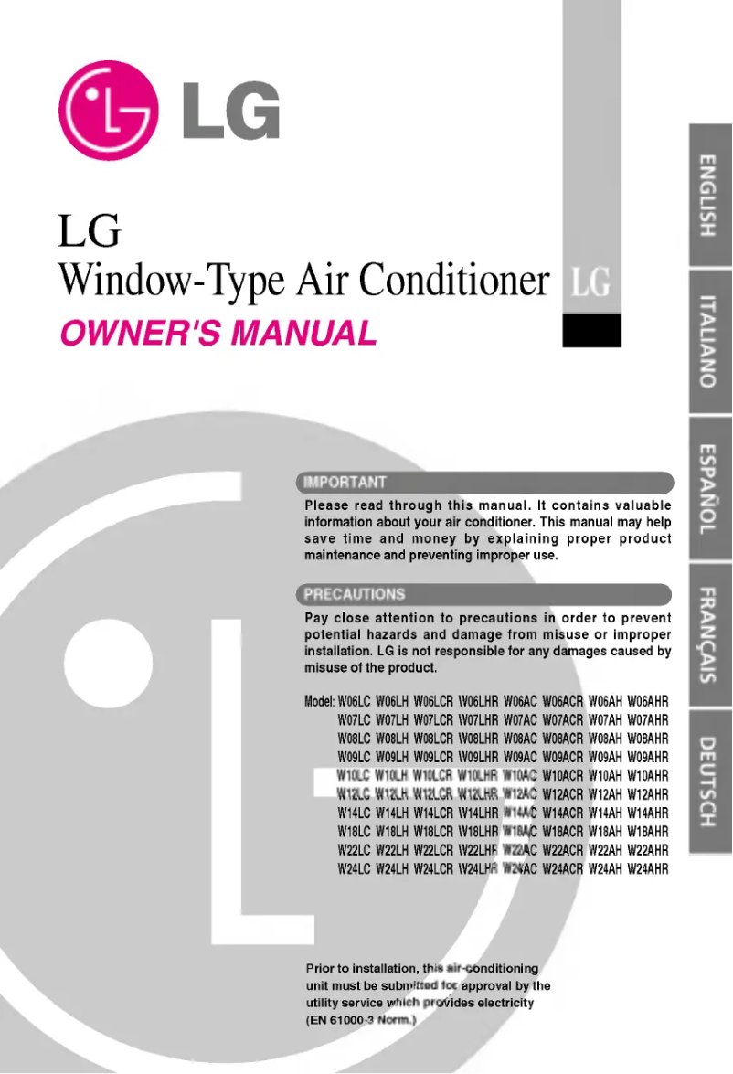 Page 1 de la notice Manuel utilisateur LG AWC226NGAB0