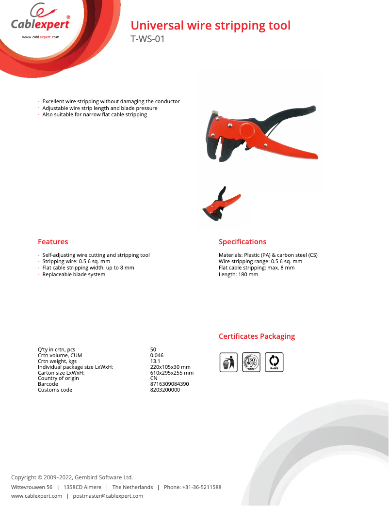 Page 1 de la notice Manuel utilisateur Gembird T-WS-01