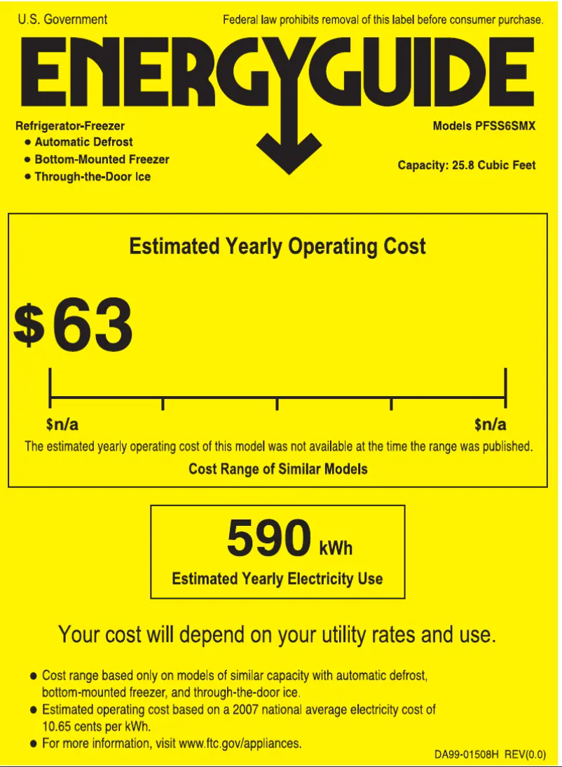 Page n°1 - Label énergétique GE Profile PFSS6SMXSS