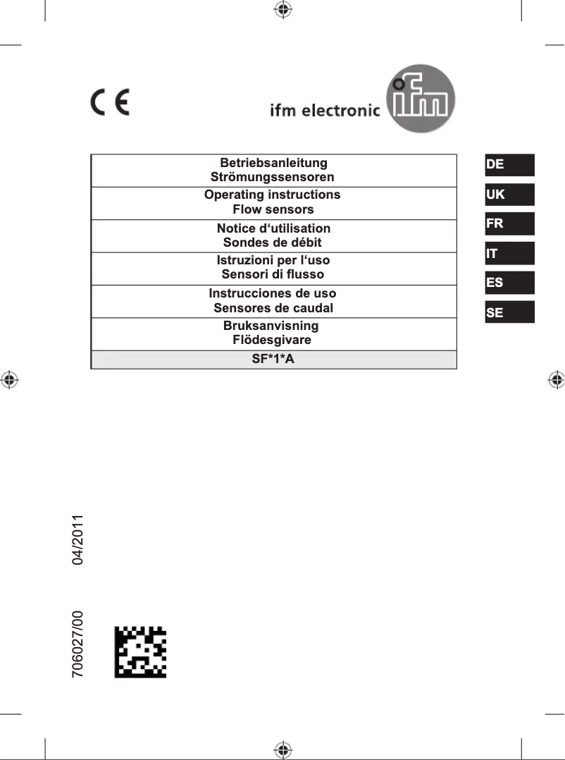 Page n°1 - Manuel utilisateur IFM SF311A