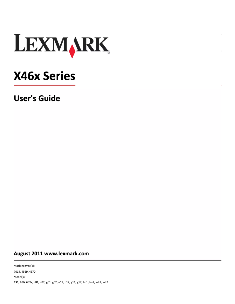 Page 1 de la notice Manuel utilisateur Lexmark X466dwe