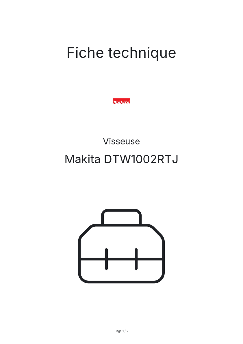 Image de la première page du manuel de l'appareil DTW1002RTJ