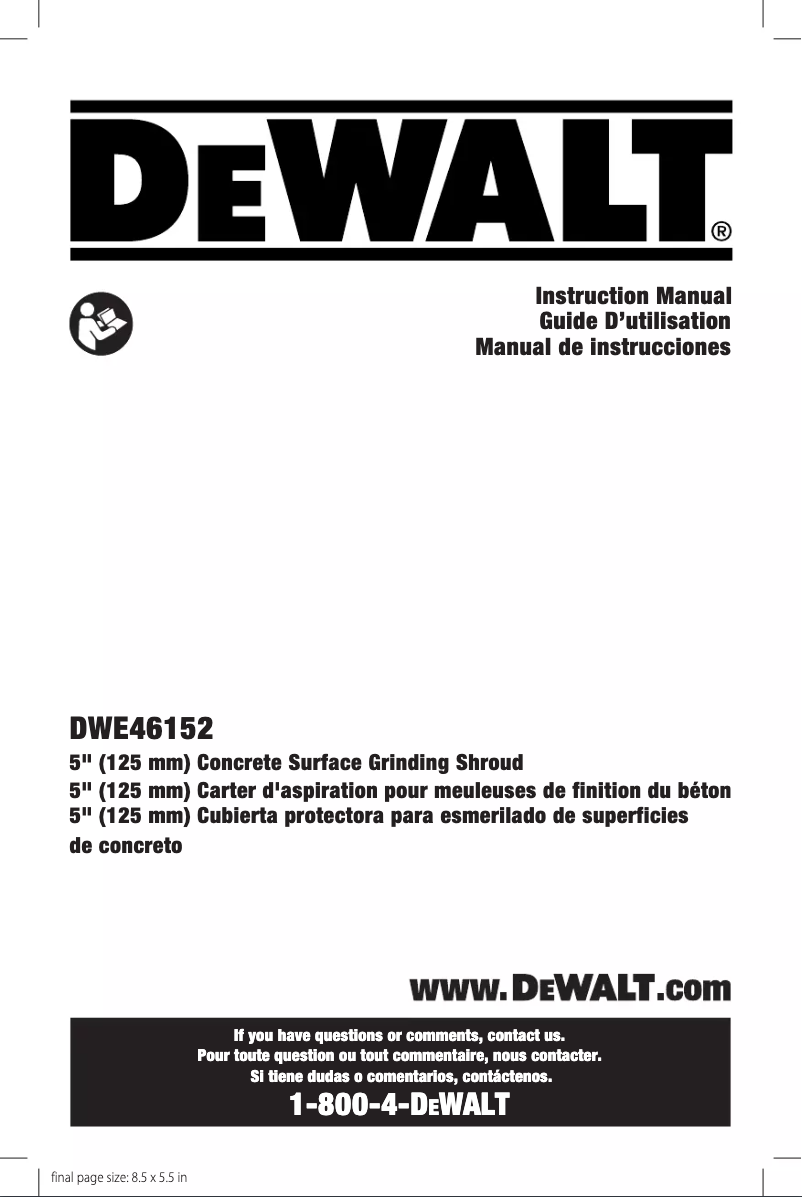 Page n°1 - Manuel utilisateur DeWalt DWE46152