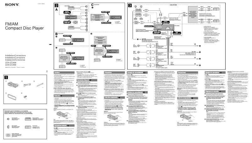 Page 1 de la notice Guide d'installation Sony CDX-GT34W