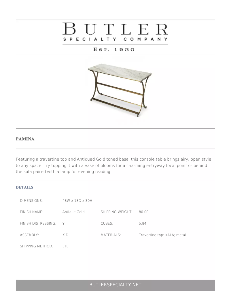 Page 1 de la notice Manuel utilisateur Butler Pamina 9324355