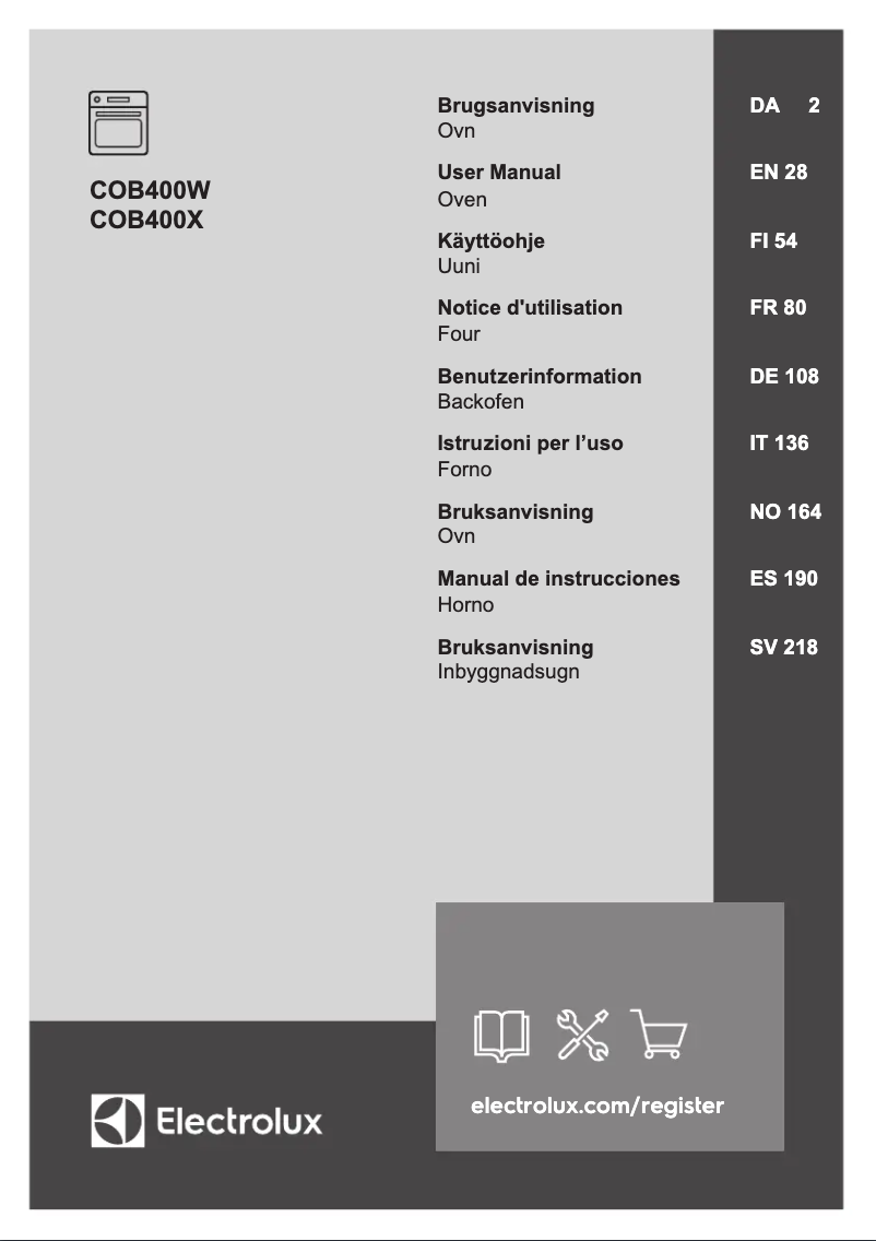 Page n°1 - Manuel utilisateur Electrolux COB400W
