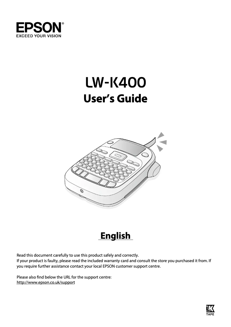 Page 1 de la notice Manuel utilisateur Epson LabelWorks LW-K400VP