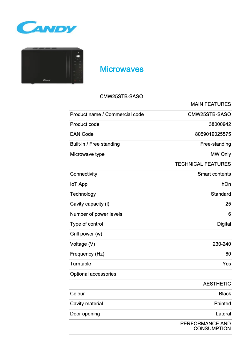 Image de la première page du manuel de l'appareil CMW25STB-SASO