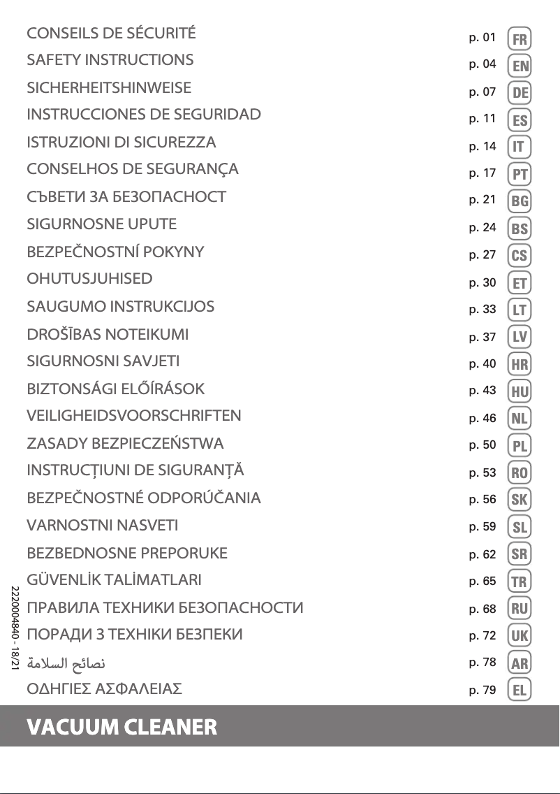 Page 1 de la notice Instructions de sécurité Rowenta Silence Force Cyclonic RO7212