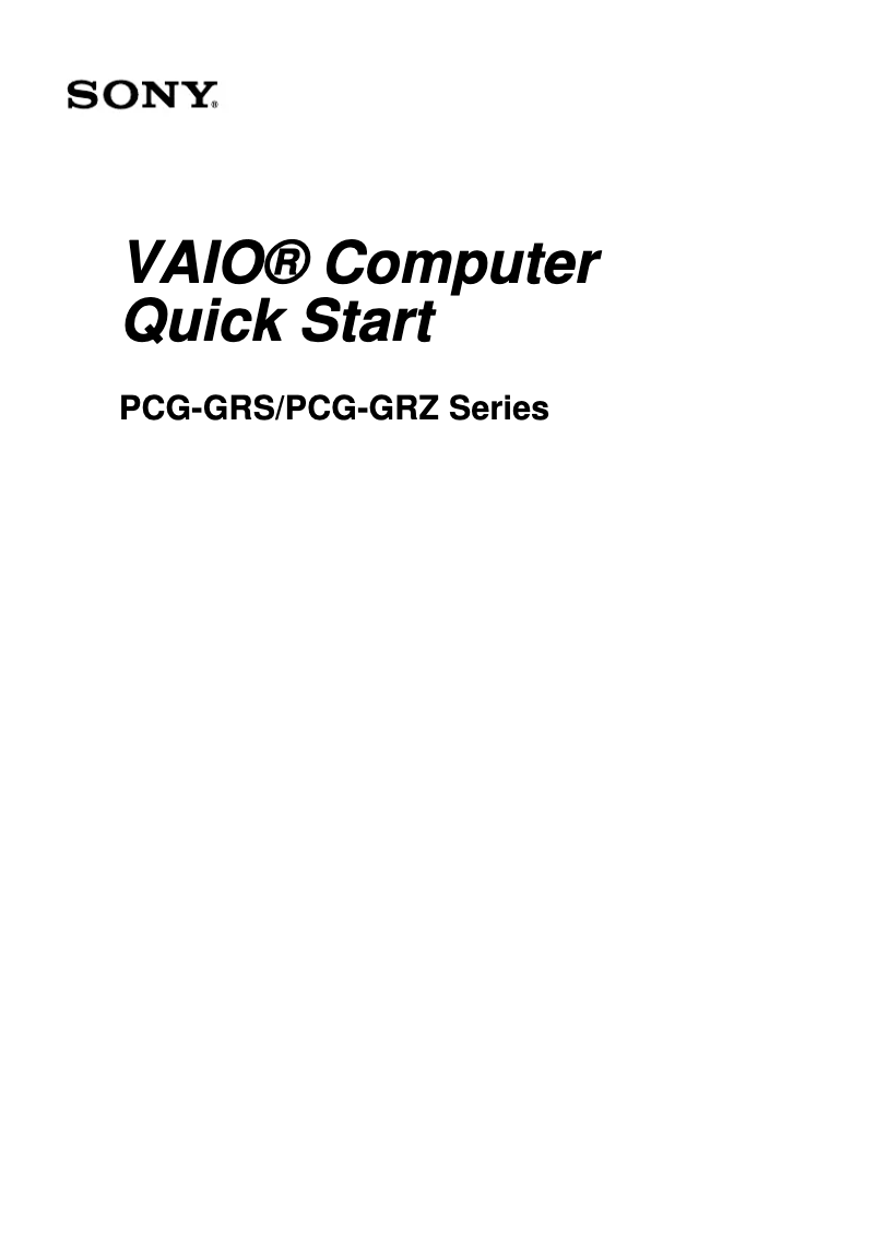 Page 1 de la notice Guide d'installation Sony Vaio PCG-GRZ630