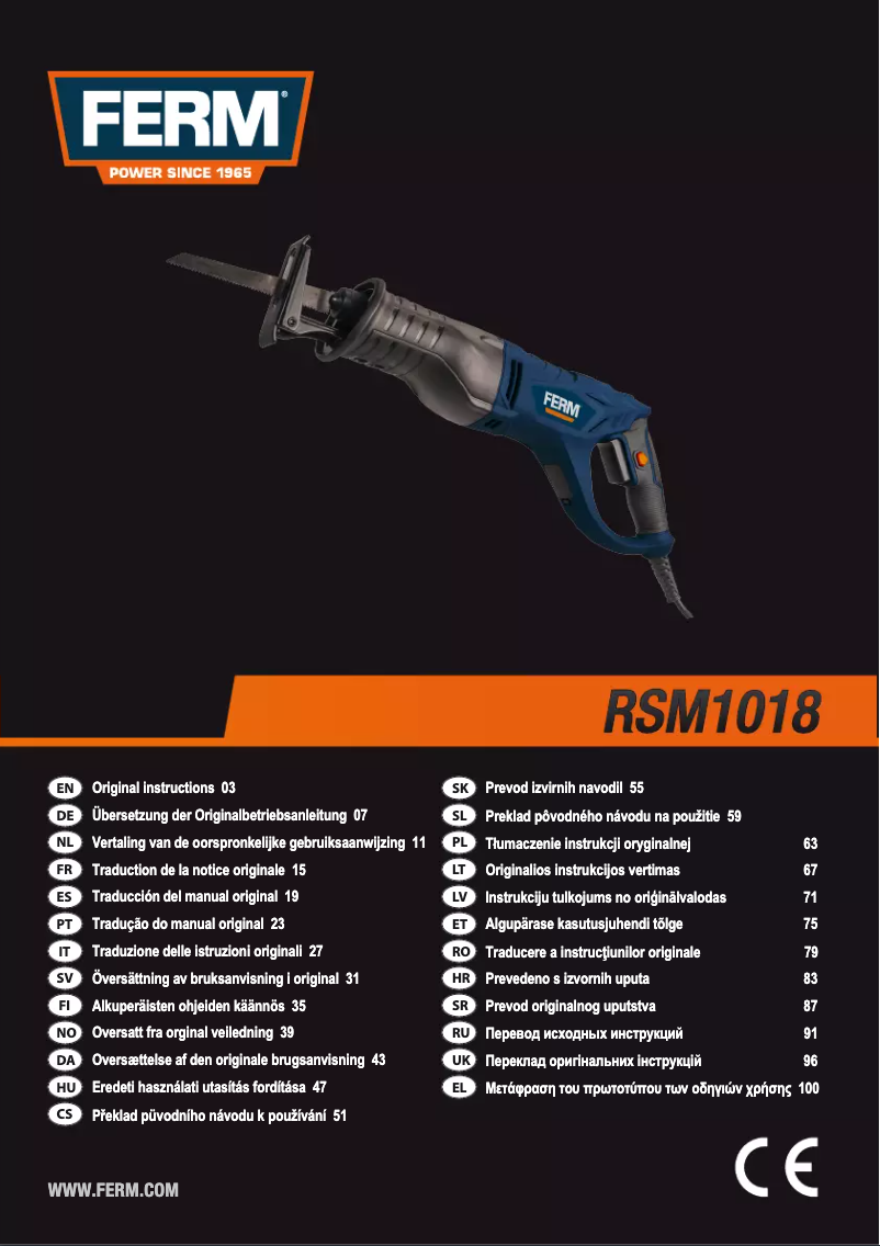 Page 1 de la notice Manuel utilisateur Ferm RSM1018