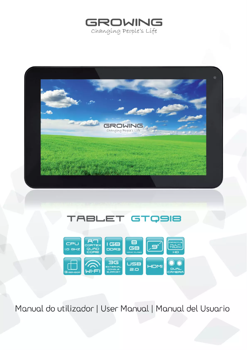 Page 1 de la notice Manuel utilisateur Growing GTQ918