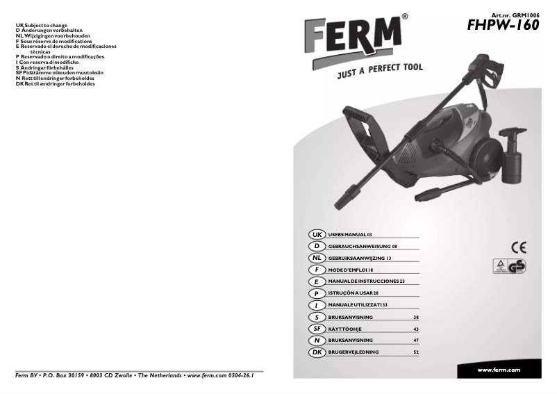 Página 1 del manual Manual de usuario Ferm GRM1006