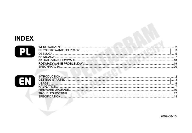 Image de la première page du manuel de l'appareil Eon Cineo GOLD P 5119