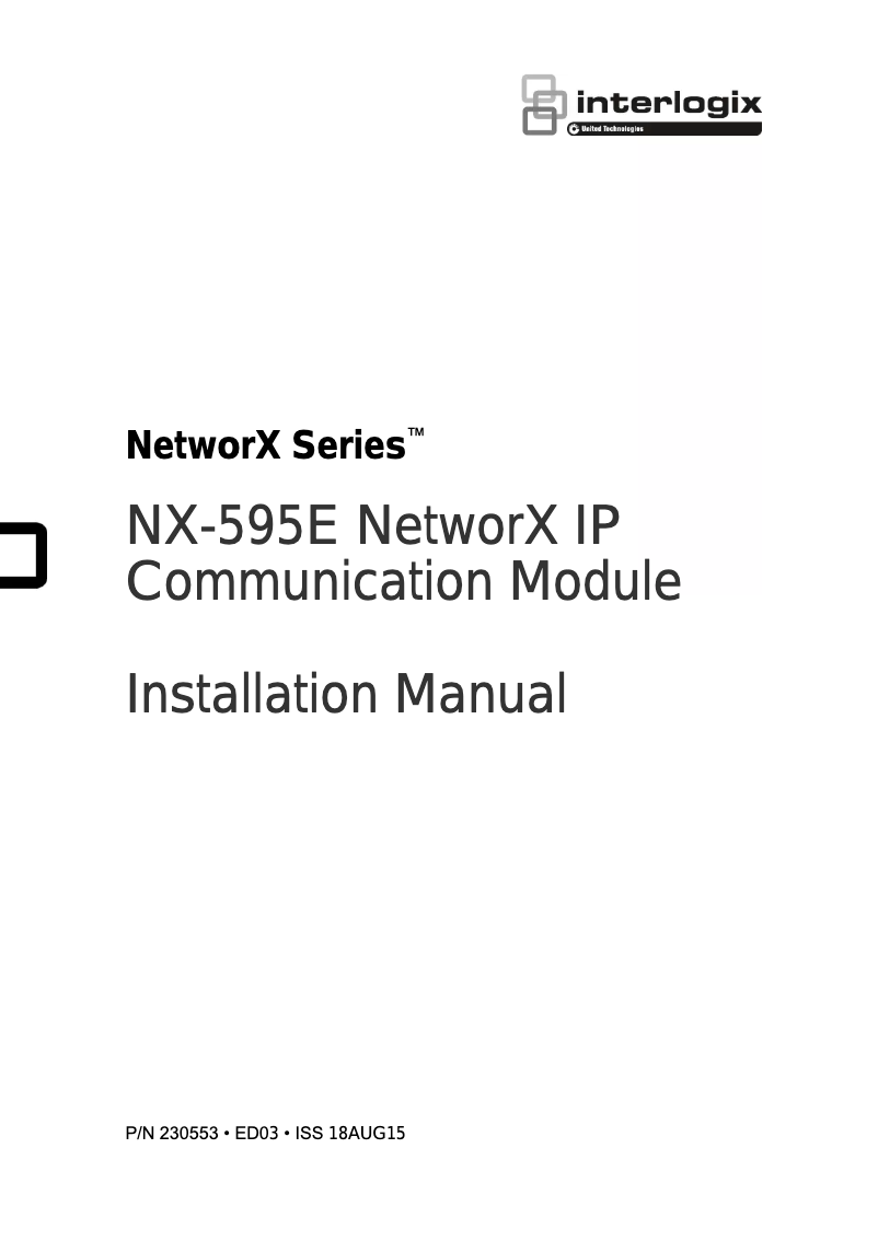 Page n°1 - Manuel utilisateur Interlogix NX-595E