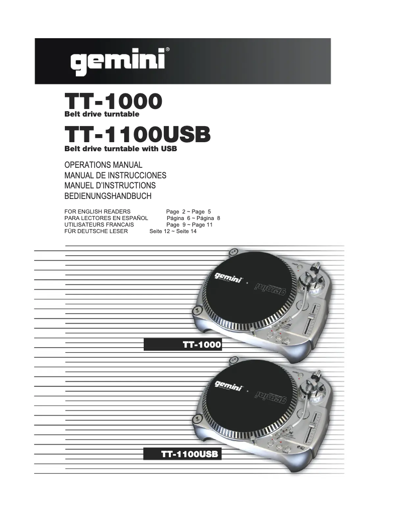 Image de la première page du manuel de l'appareil TT-1100USB