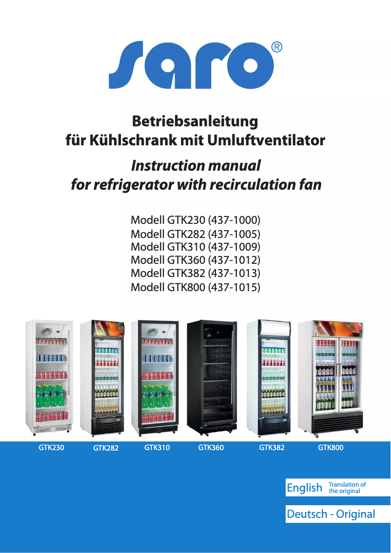 Page 1 de la notice Manuel utilisateur Saro GTK 360