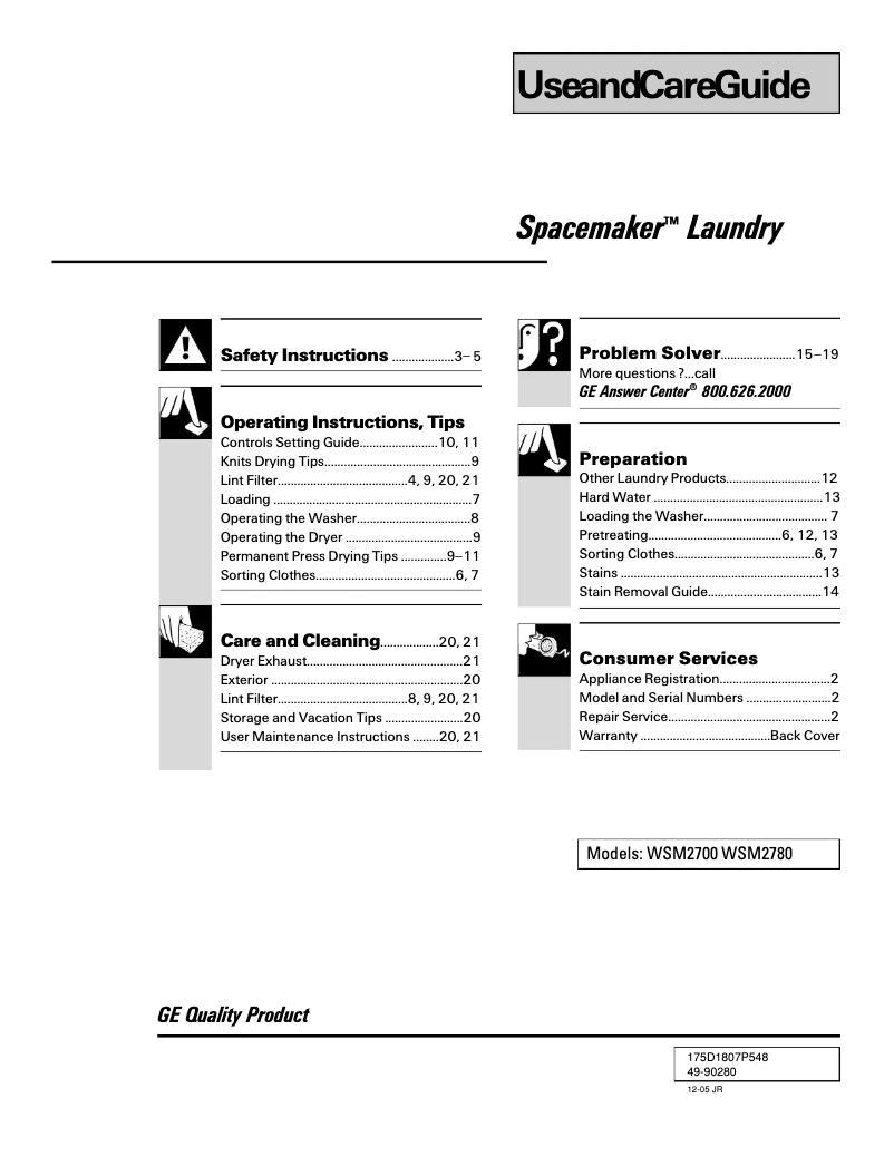Image de la première page du manuel de l'appareil WSM2700DWW