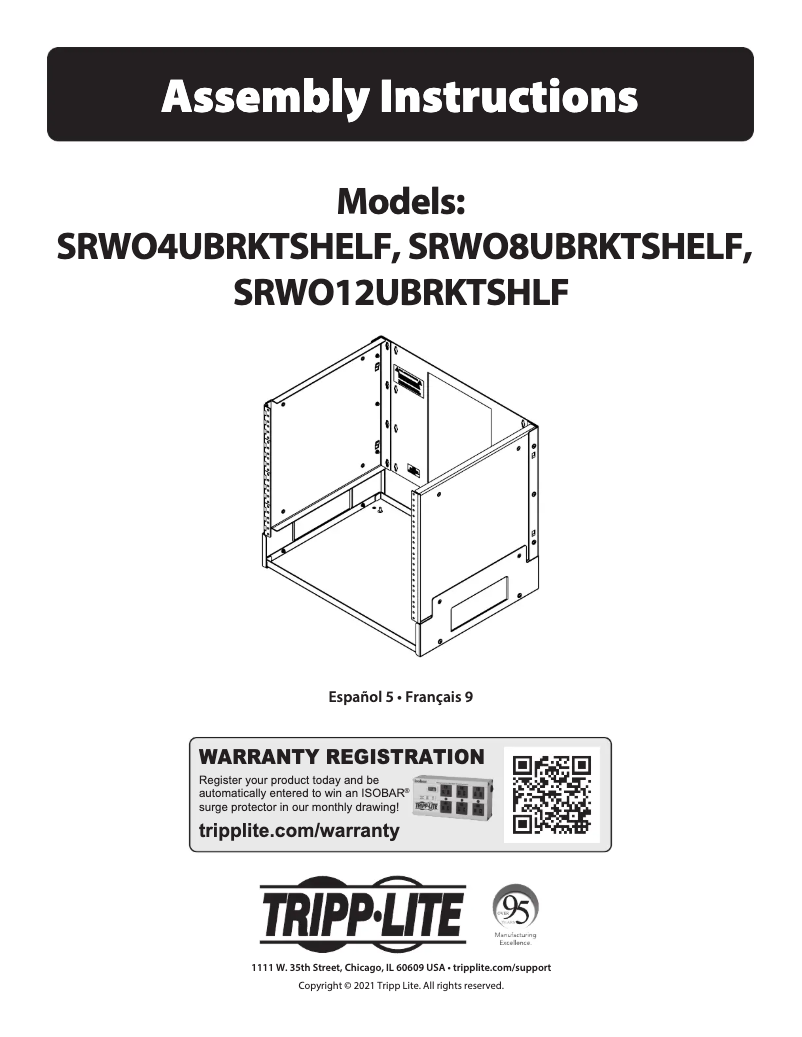 Página 1 del manual Manual de usuario Tripp Lite SmartRack SRWO8UBRKTSHELF