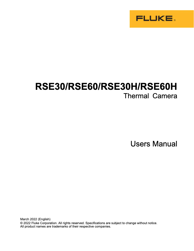 Page n°1 - Manuel utilisateur Fluke RSE30