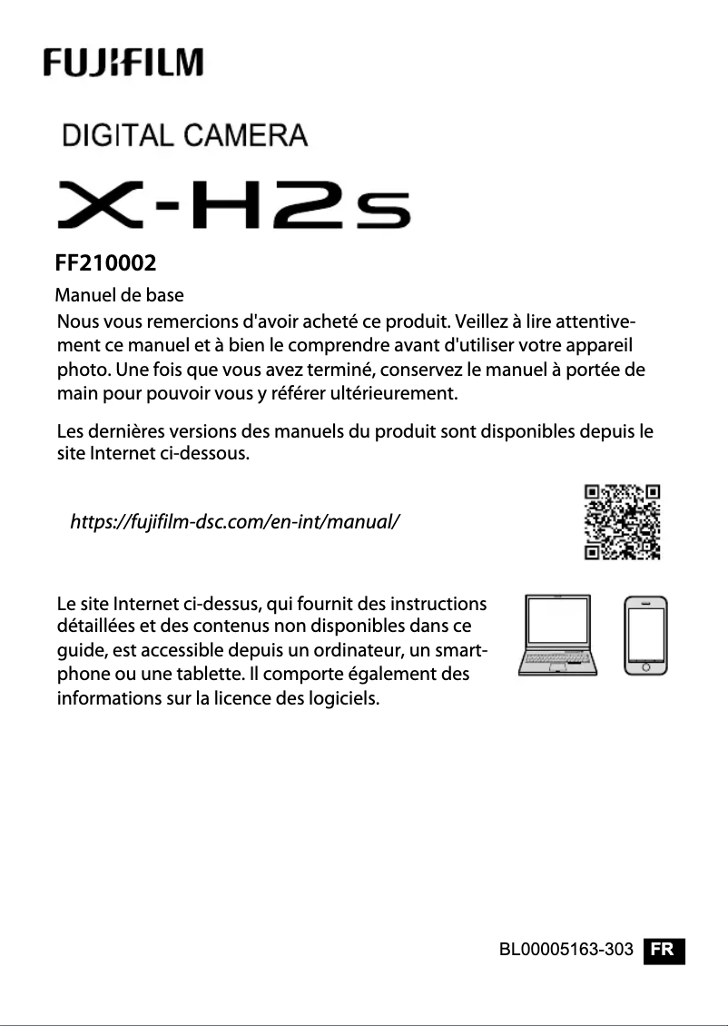 Image de la première page du manuel de l'appareil X-H2S