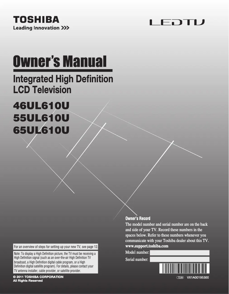 Page 1 de la notice Manuel utilisateur Toshiba 55UL610U