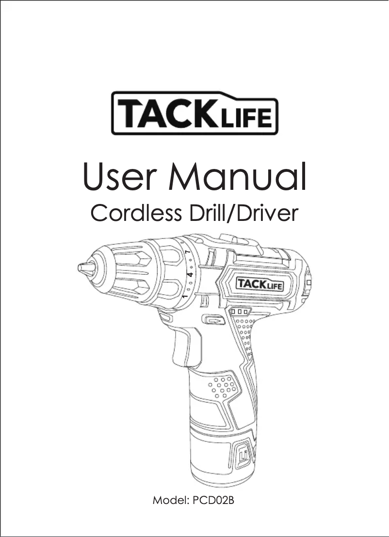 Page 1 de la notice Manuel utilisateur Tacklife PCD02B