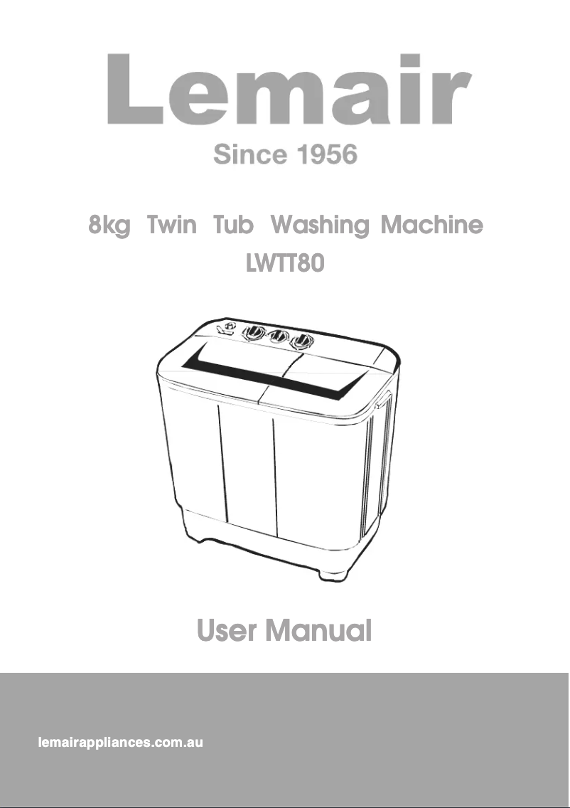 Page 1 de la notice Manuel utilisateur Lemair LWTT80