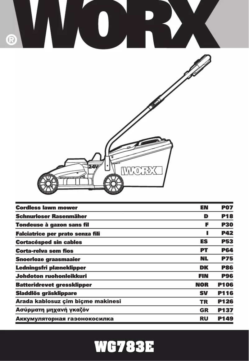 Image de la première page du manuel de l'appareil WG783E