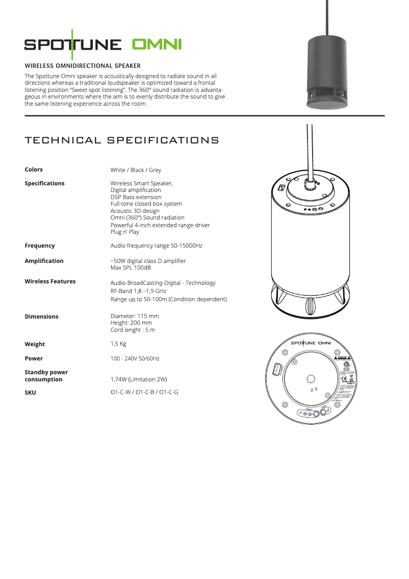 Page n°1 - Fiche technique Monacor OMNI-CORD/WS