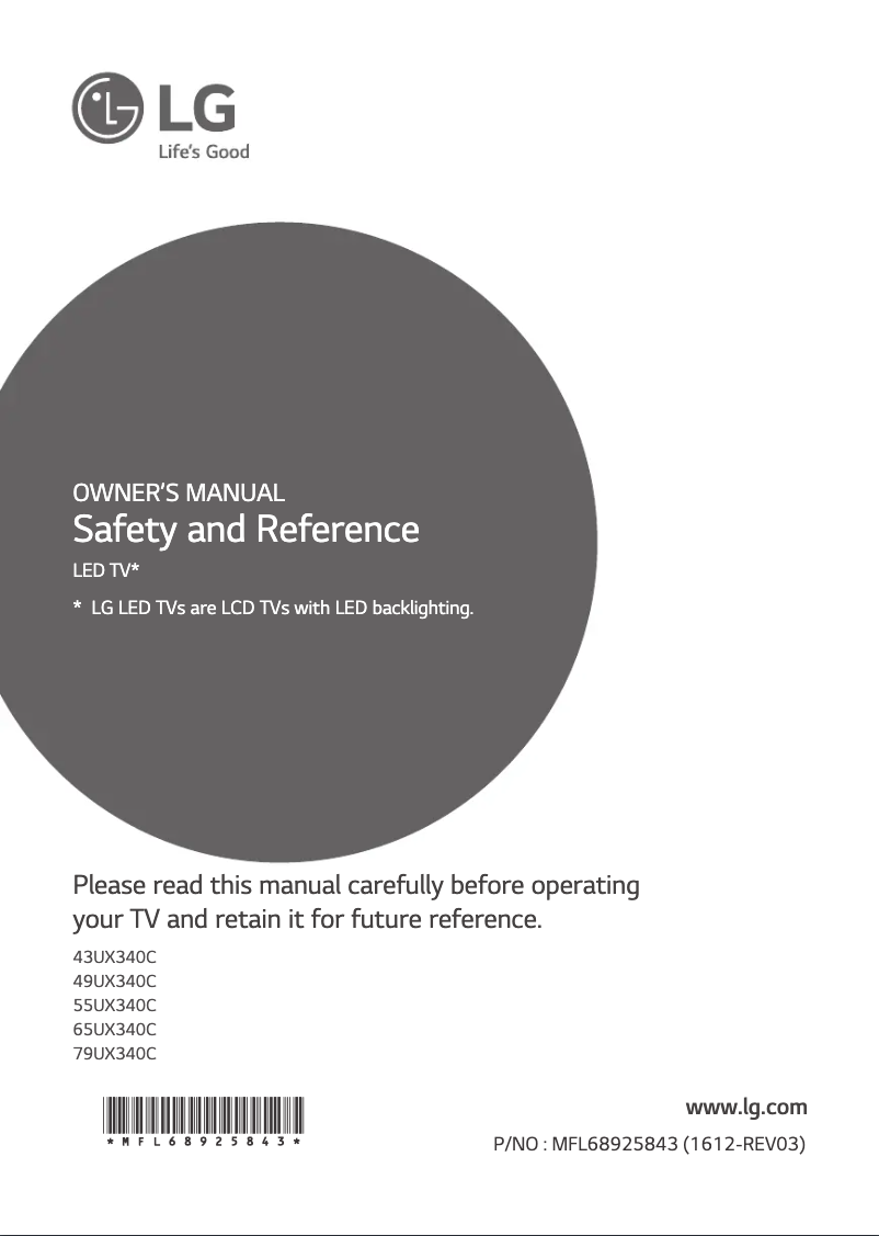 Page 1 de la notice Manuel utilisateur LG 43UX340C